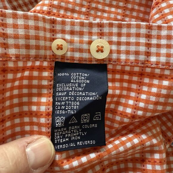 Men’s Tommy Hilfiger Orange/White Plaid Button Down Short Sleeve Shirt Size M - Picture 6 of 7